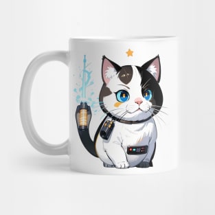 Star Cat Tshirt and Stickers Design Cute Cat Sci-Fi Characters Robot Carousel Mug